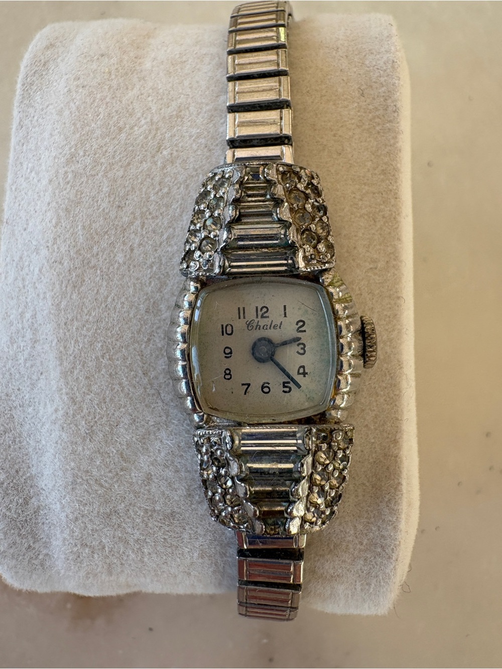 Chalet Silver Crystal-Accented Ladies Bracelet Watch